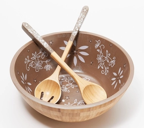 Temp-tations by Tara Temp-tations Bamboo Salad Bowl with Servers (Classic Taupe)