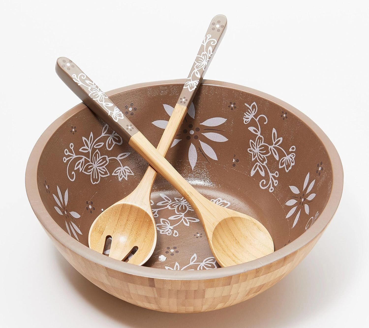 Temp-tations by Tara Temp-tations Bamboo Salad Bowl with Servers (Classic Taupe)