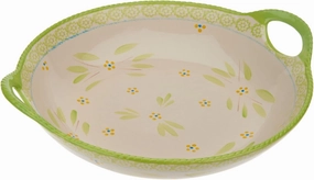 Temp-tations Round Centerpiece Bowl, 14"x13", Stoneware, Bake & Serve (Old World Lime)