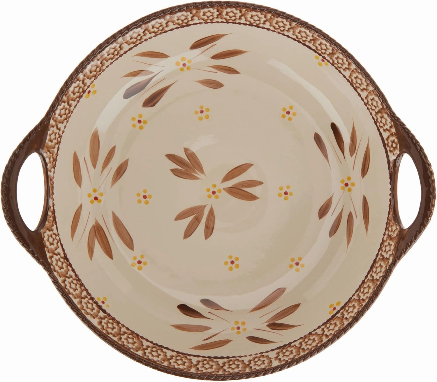 Temp-tations Round Centerpiece Bowl, 14"x13", Stoneware, Bake & Serve (Old World Lime)