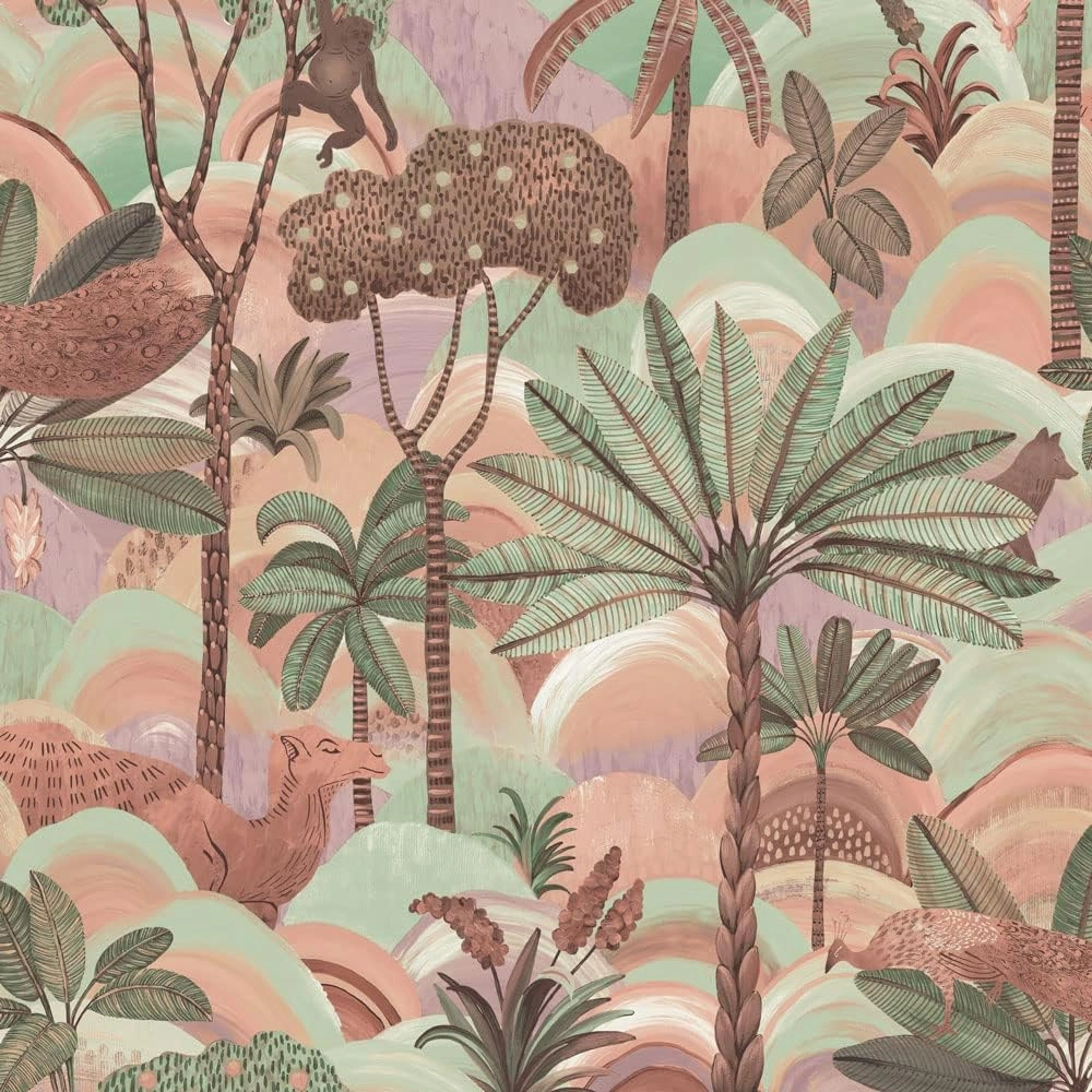 Tempaper Sunset Desert Palm Removable Peel and Stick Wallpaper, 20.5 in X 16.5 ft, Made in The USA