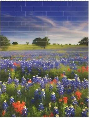 Texas Bluebonnets Scenery Building Block Puzzle Personalized Building Bricks for Adults Block Puzzle Building DIY Brick Block Puzzles Valentine's Day Gifts for Home Decor Brick Puzzle