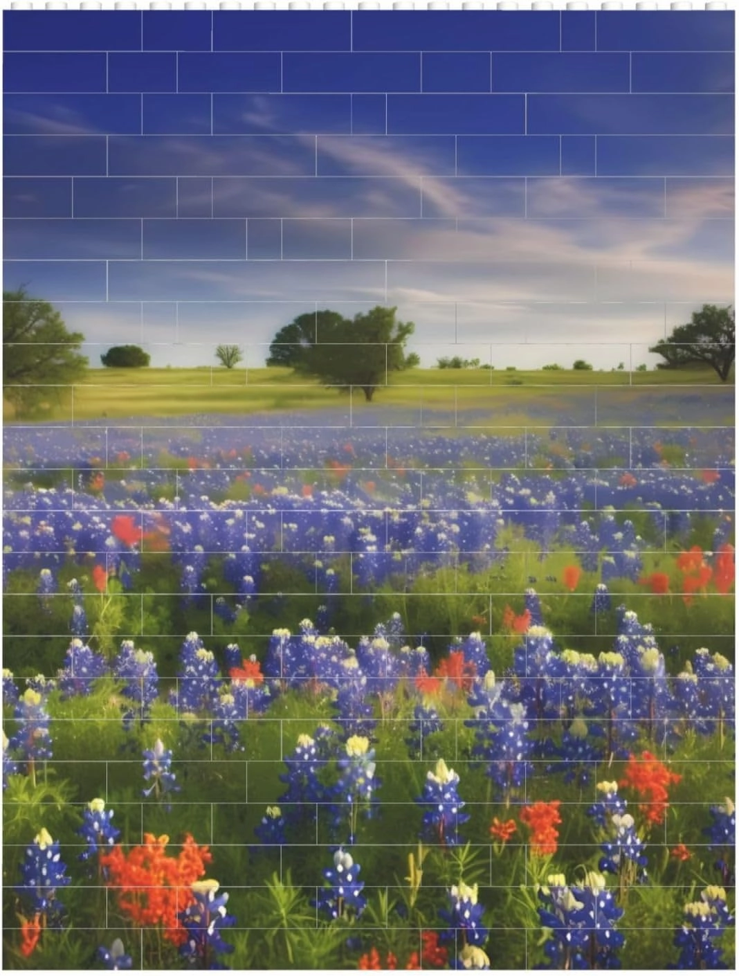 Texas Bluebonnets Scenery Building Block Puzzle Personalized Building Bricks for Adults Block Puzzle Building DIY Brick Block Puzzles Valentine's Day Gifts for Home Decor Brick Puzzle