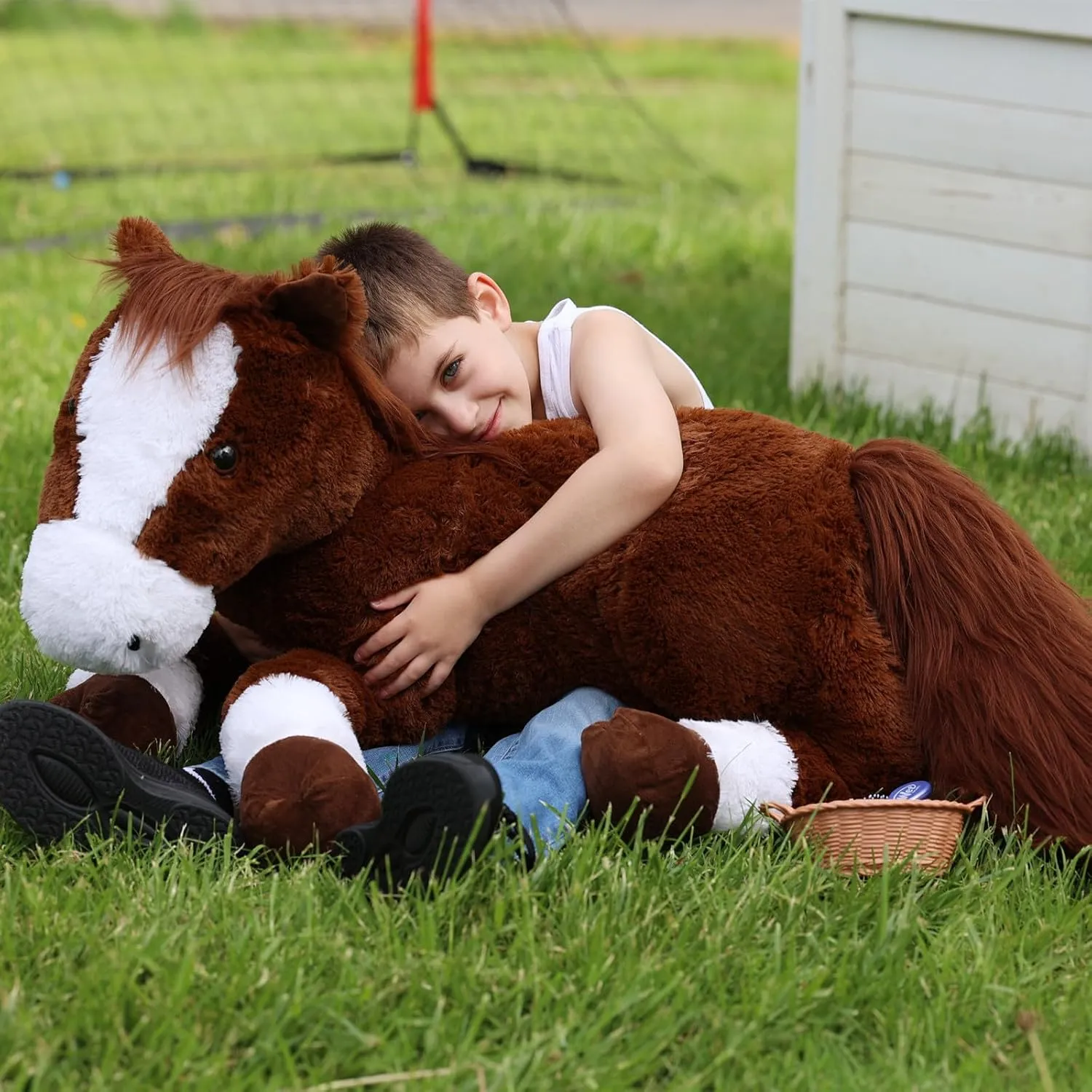 Tezituor 47 Inch Large Horse Stuffed Animal Plush Toys, 4ft Long Horse Plush Toy, Realistic Stuffed Pony Toy for Boys Girls, Chocolate