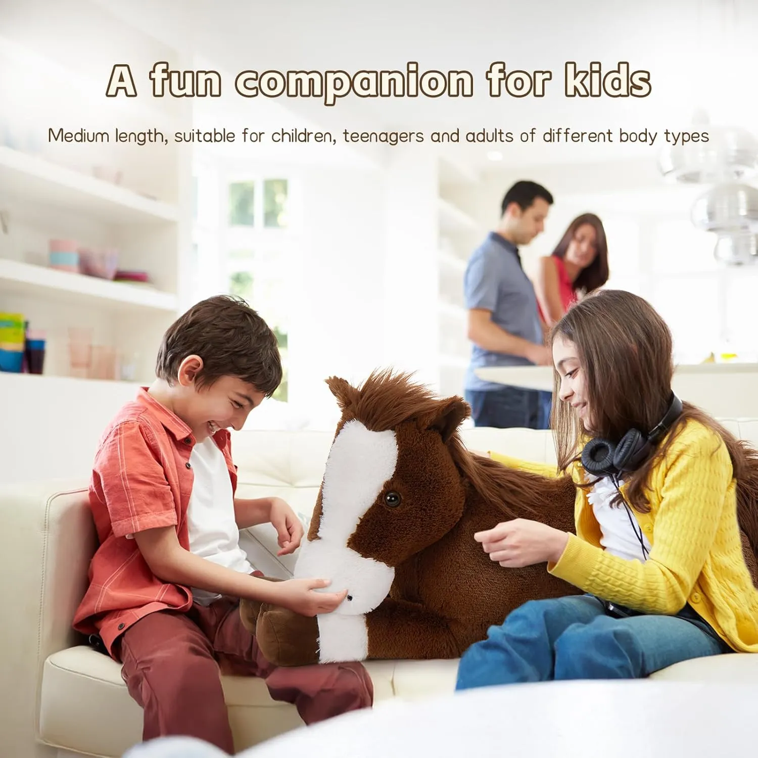 Tezituor 47 Inch Large Horse Stuffed Animal Plush Toys, 4ft Long Horse Plush Toy, Realistic Stuffed Pony Toy for Boys Girls, Chocolate