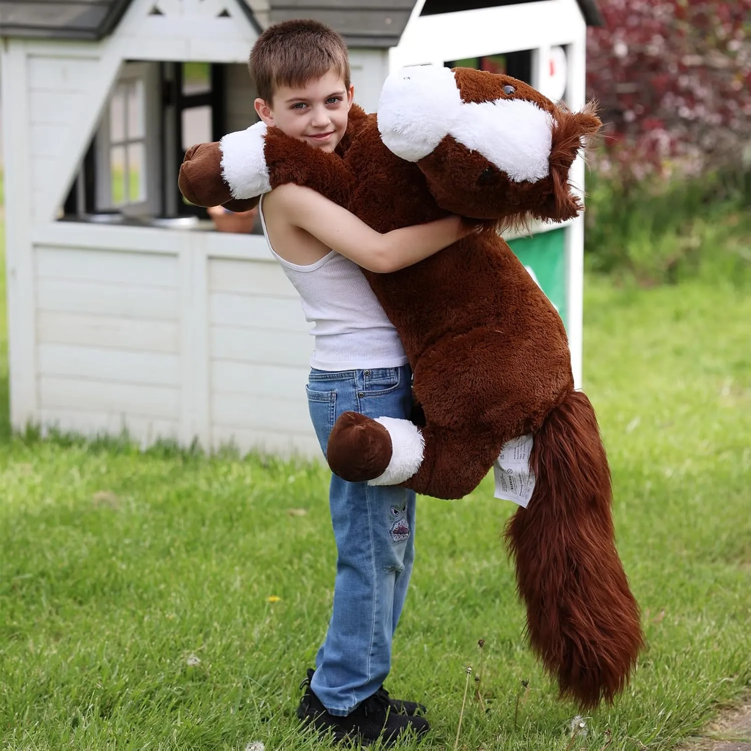 Tezituor 47 Inch Large Horse Stuffed Animal Plush Toys, 4ft Long Horse Plush Toy, Realistic Stuffed Pony Toy for Boys Girls, Chocolate