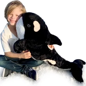 Tezituor Stuffed Orca Plush Toy 31inch Soft Orca Stuffed Animal Killer Whale Stuffed Animal Blackfish Sea Critters Gifts for Kids on Birthday Christmas