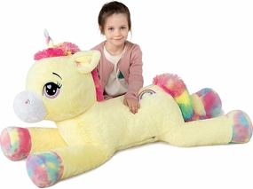 Tezituor 43 inch Unicorn Stuffed Animals for Women Girl Girlfriend, Large Unicorn Plush Pillow for Boys, Soft Plush Toys for Kids, Christmas, Birthday, Valentine's Gift (Yellow)