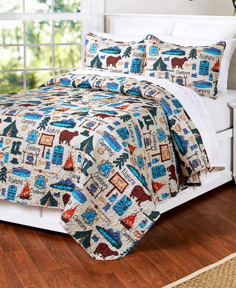 The Lakeside Collection Campsite Quilt Set with Retro Camping Print - 3-Pc. Full/Queen