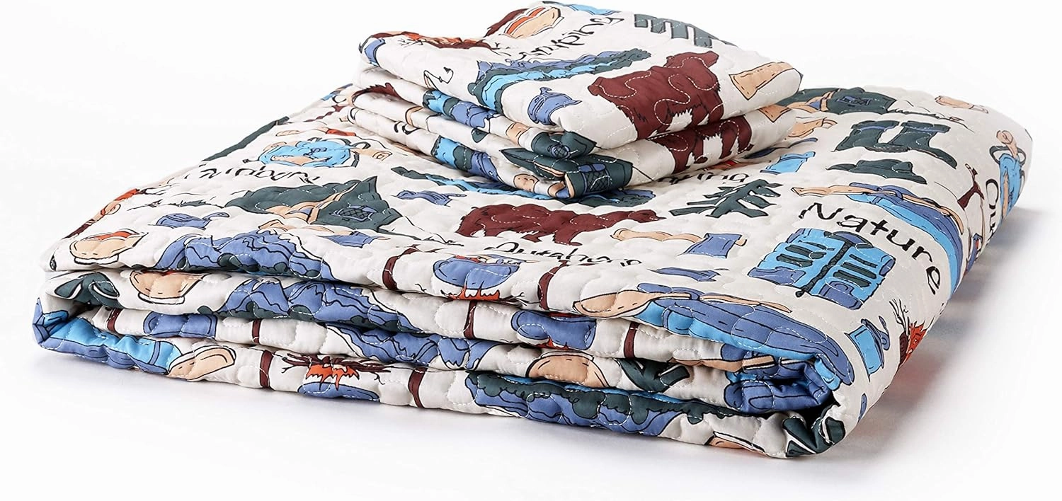The Lakeside Collection Campsite Quilt Set with Retro Camping Print - 3-Pc. Full/Queen