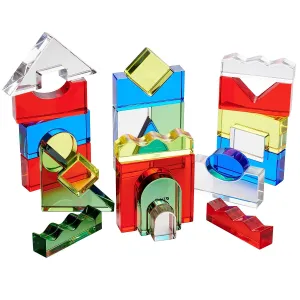 TickiT Color Crystal Block Set - Set of 25 - Light, Shape and Color Exploration - Visual and Sensory Play - Use on a Light Box or Panel