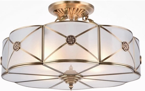 Tiffany Ceiling Lamp Semi Flush Mount Light 4-Light Drum Shade Vintage Chandelier Ceiling Lighting Fixture for Bedroom Hallway Entryway Foyer W18 H12 inch