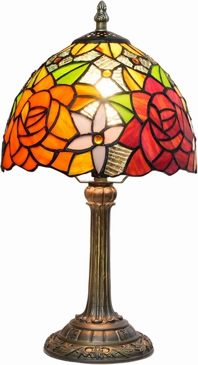 Tiffany Lamp Bedside Table Lamp-Nightstand,Stained Glass Lamp for Bedroom Dorm Living Kitchen, Aesthetic Cute Home Decor Gift (8-inch Rose)