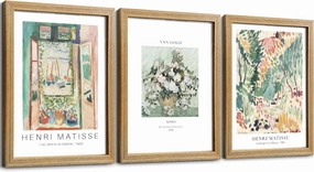 Timeless Artworks Henri Matisse The Open Window Wall Art Van Gogh Roses Canvas Wall Decor Abstract Painting Prints Set of 3 Framed for Living Room Bedroom Bathroom Home 12" X 16"