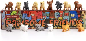 Tiny Dog and Cat Figurines for Kids - Small Animals Toys in Gift Box - Little Pet Toys - Tiny Plastic Toys for Kids Classroom Prizes - 30Pcs - Easter Gifts for Kids