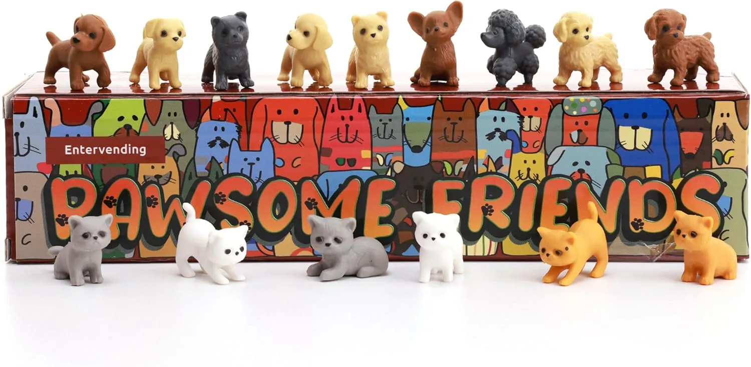 Tiny Dog and Cat Figurines for Kids - Small Animals Toys in Gift Box - Little Pet Toys - Tiny Plastic Toys for Kids Classroom Prizes - 30Pcs - Easter Gifts for Kids