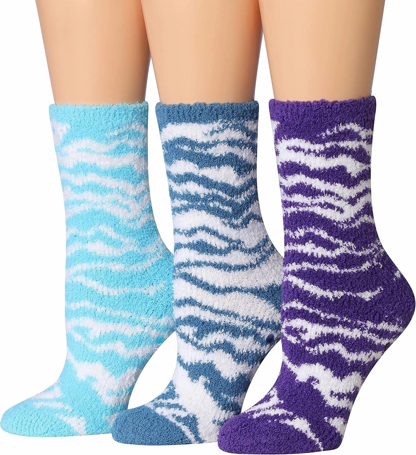 Tipi Toe Women's 3 & 6-Pairs Cozy Microfiber Soft Anti-Skid Fuzzy Crew Socks