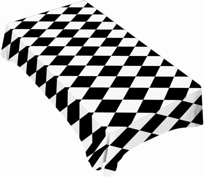 TKS MITLAN Diamond Decorative Rectangle Tablecloth Black White Diamond Pattern Polyester Table Cloths Kitchen Table Cover for Dining BBQ Picnic Coffee Table 60 x 84 Inch 6-8 Seats