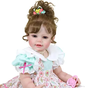 Toddler Girl -22 inch Happy Birthday Girl ! smiley face with 3D Painted Skin and Soft Full Vinyl with Rooted Hair 【Thanksgiving】
