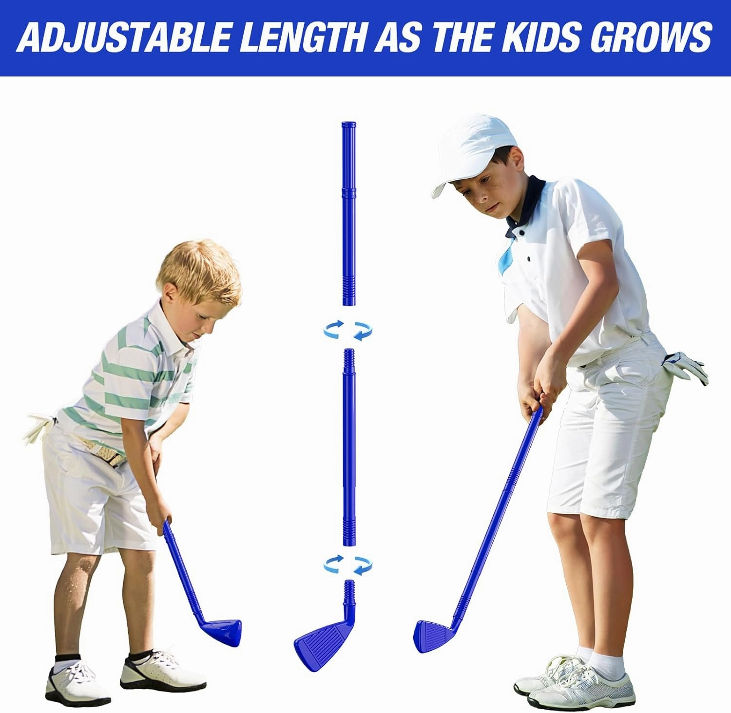 Toddler Golf Set, Upgraded Kids Golf Clubs with 12 Balls, Putting Mat, Shoulder Strap, Indoor Outdoor Sport Toys Gift for Boys Girls, Blue