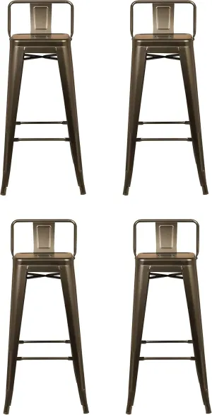 Tolix Stool, Metal, Bronze, 42.5 cm x 42 cm x 93.5 cm