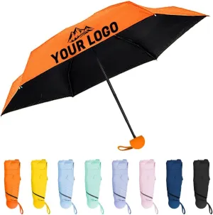 TopTie Custom Mini Travel Umbrella, Add Your Name Logo on Compact Umbrella for Sun & Rain