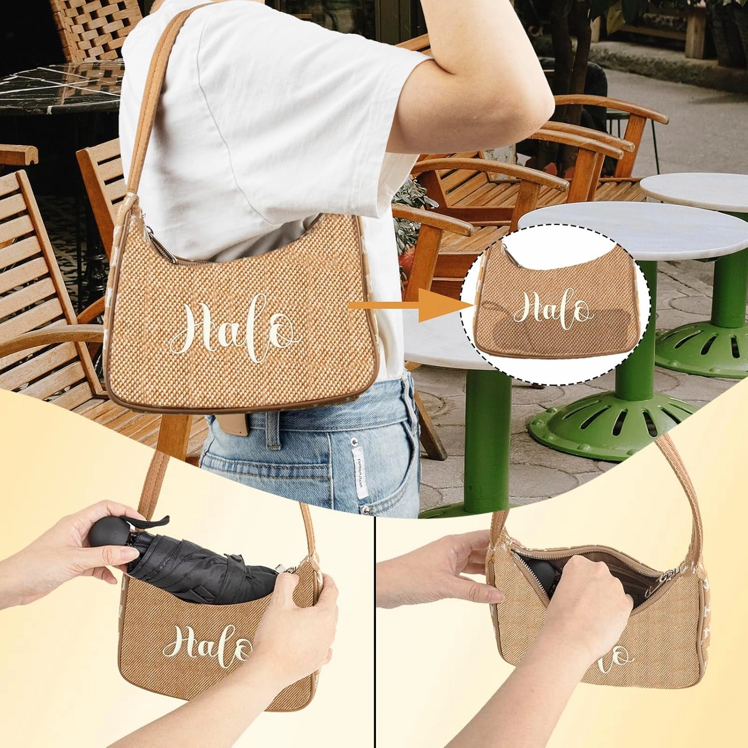 TopTie Custom Mini Travel Umbrella, Add Your Name Logo on Compact Umbrella for Sun & Rain