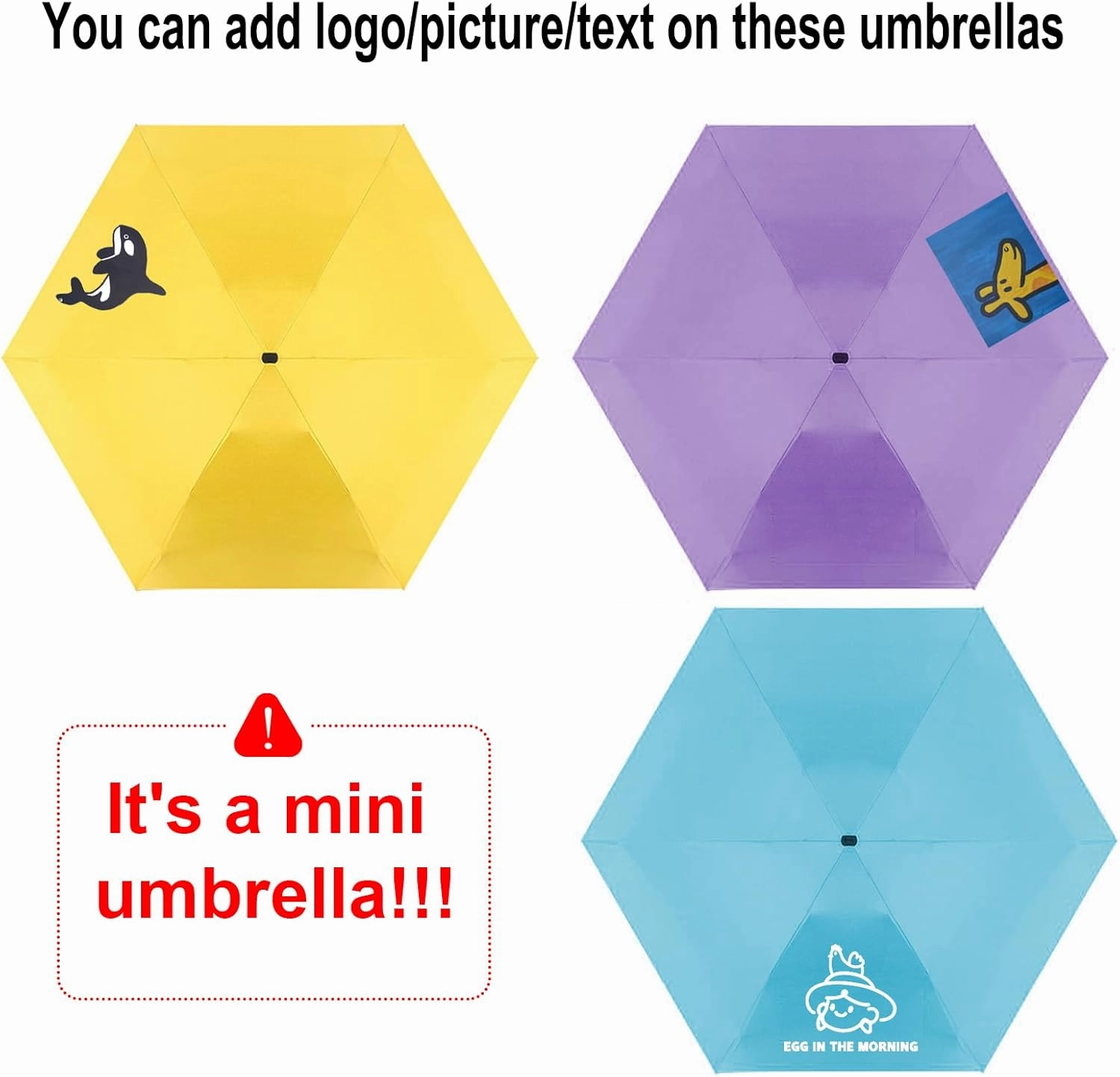 TopTie Custom Mini Travel Umbrella, Add Your Name Logo on Compact Umbrella for Sun & Rain