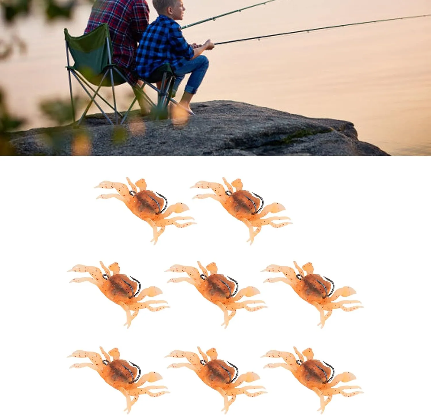 Topyond 8Pcs Artificial Crab Bait, 13cm Simulation Crab Soft Lure Fishing Bait, Suitable for Freshwater and Saltwater, 33.5g in Weight, with Hooks