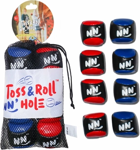 TOSS & ROLL NN’ Hole Balls ONLY | Targets NOT Included | Toss & Roll On Land   Water Cornhole | Pool Cornhole or Lake Cornhole | Soft TOSS & ROLL Balls for Indoors (RED/Blue)