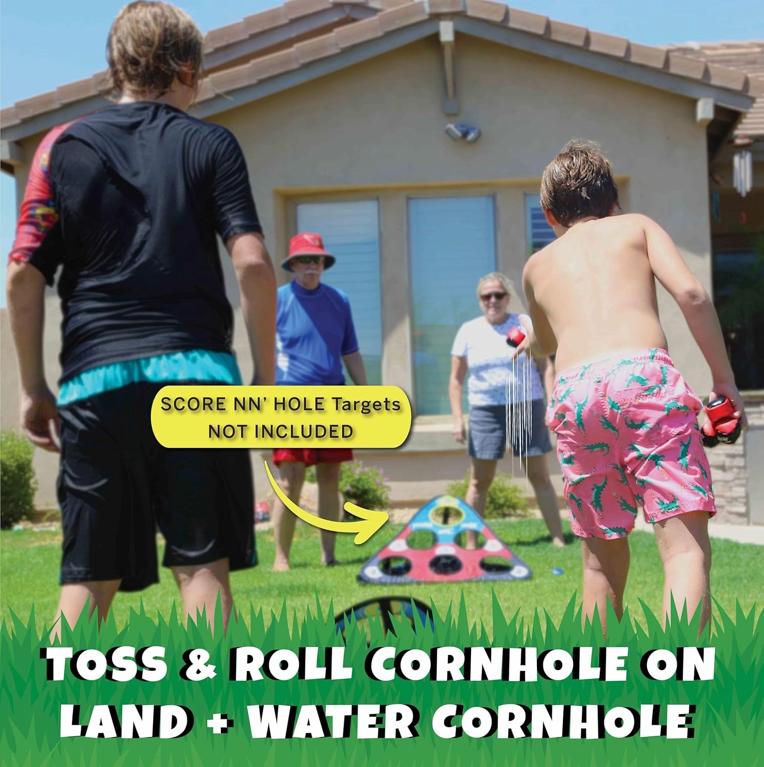 TOSS & ROLL NN’ Hole Balls ONLY | Targets NOT Included | Toss & Roll On Land   Water Cornhole | Pool Cornhole or Lake Cornhole | Soft TOSS & ROLL Balls for Indoors (RED/Blue)