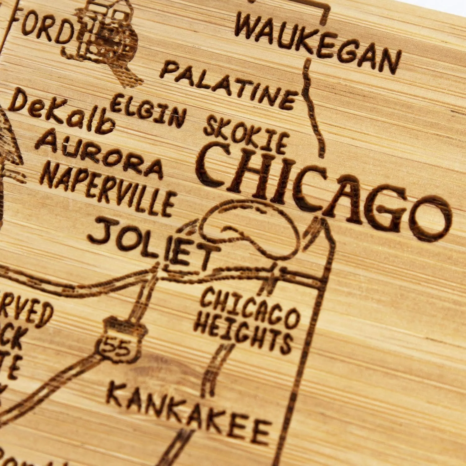 Totally Bamboo Illinois State Puzzle 4 Piece Bamboo Coaster Set with Case