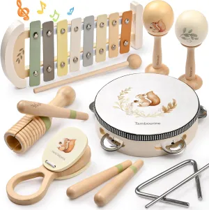 Toyssa Wooden Musical Instruments for Toddlers 1-3, Montessori Toys Baby Percussion Instruments with Squirrel Pattern, Kids Preschool Learning Toys Christmas Birthday Gifts for Boys & Girls 1 2 3 4 5