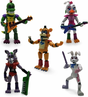 Toysvill Inspired by Five Nights at Freddys | FNAF Security Breach PizzaPlex | Freddy's Action Figures Toys, Set 5 pcs [Roxanne Wolf, Glamrock Chica, Montgomery Gator, Glamrock Fred, Vanny]