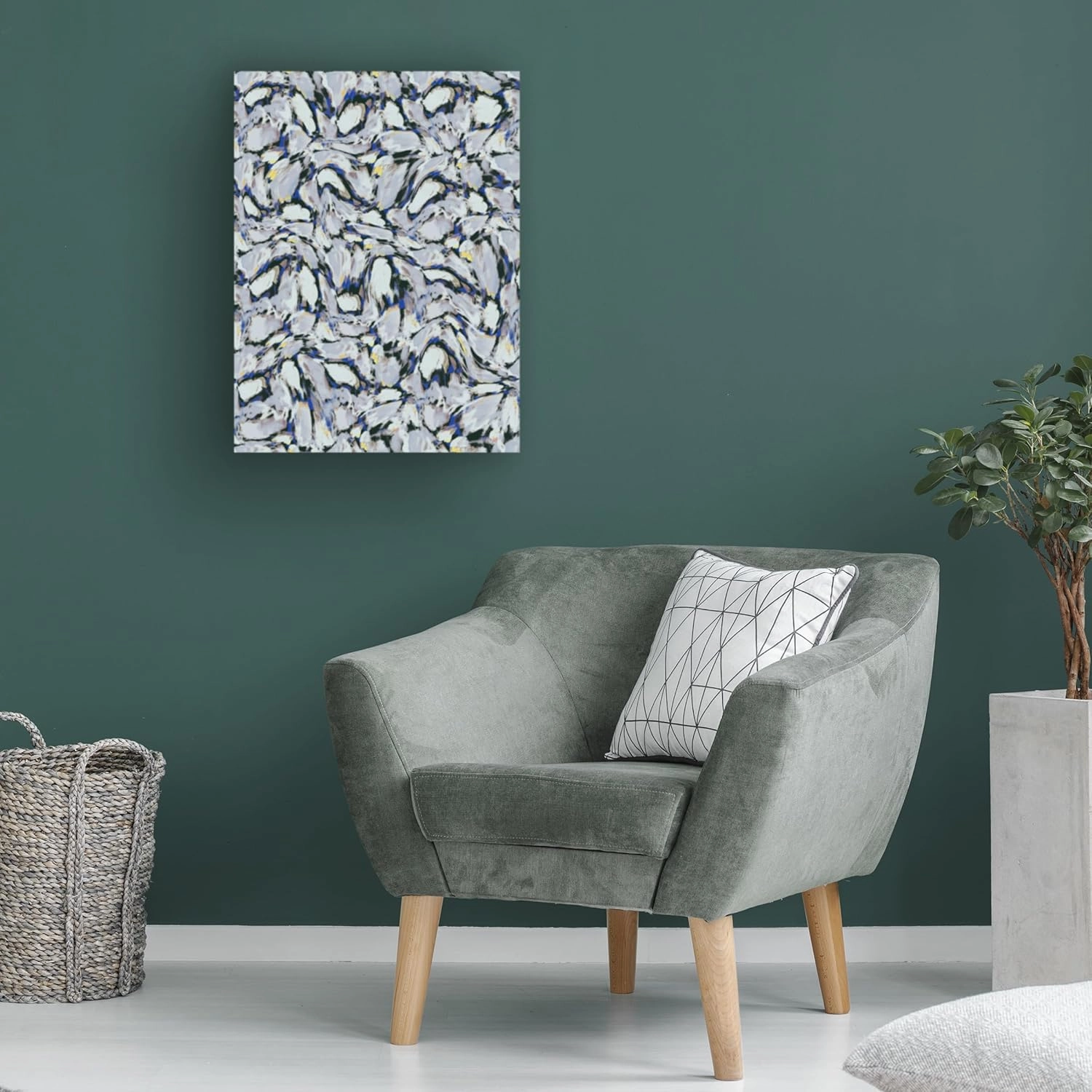 Trademark Fine Art Canvas Wall Art - Treechild 'Blue Ice Flowers Pattern' Wall Art for Living Room, Bedroom, or Office Décor 35 x 47 Inches