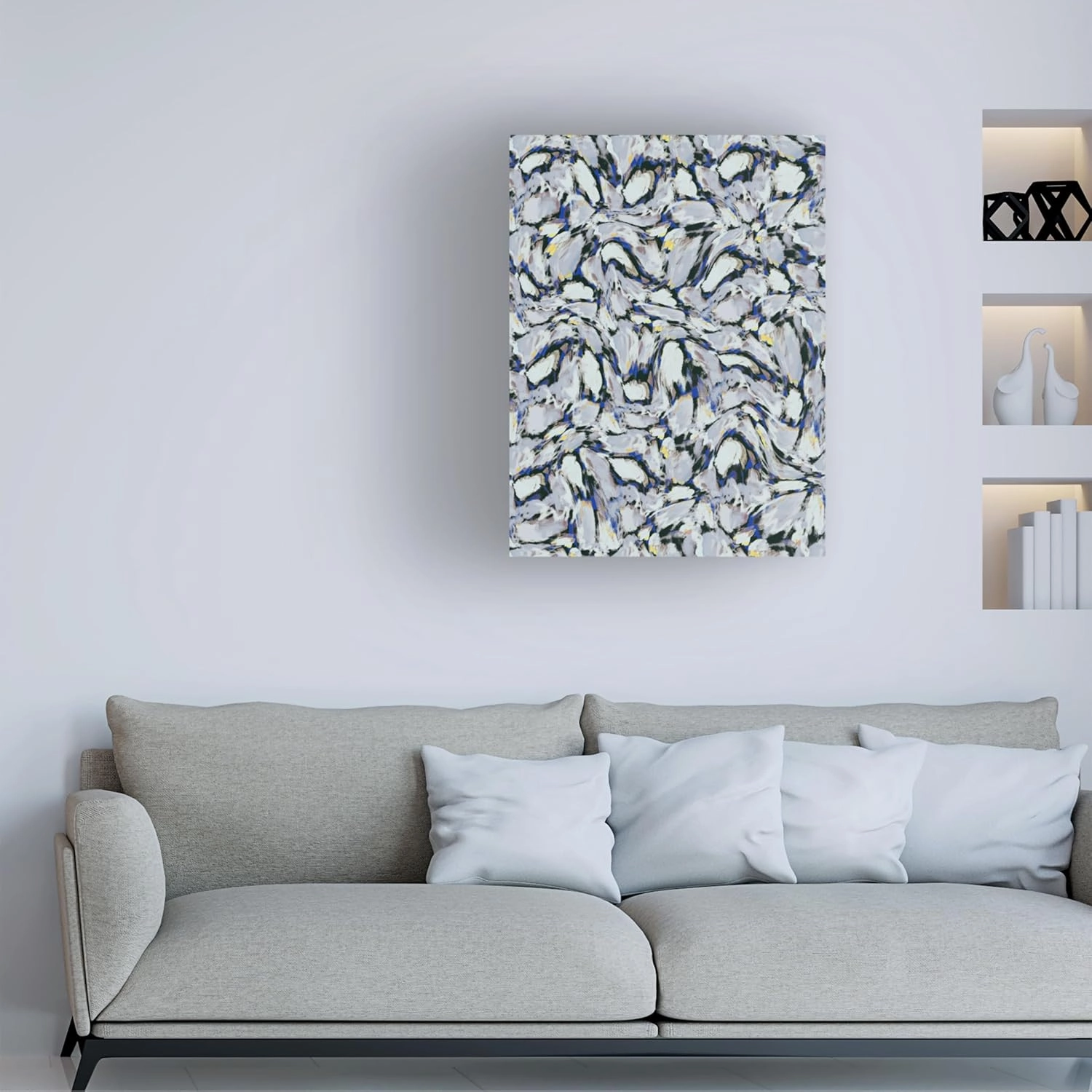 Trademark Fine Art Canvas Wall Art - Treechild 'Blue Ice Flowers Pattern' Wall Art for Living Room, Bedroom, or Office Décor 35 x 47 Inches