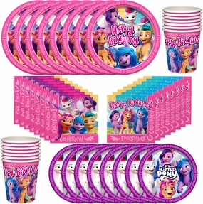 Treasures Gifted Officially Licensed My Little Pony Birthday Party Supplies - Serves 24 Guests - Dinnerware Classic Set - Plates, Cups and Napkins