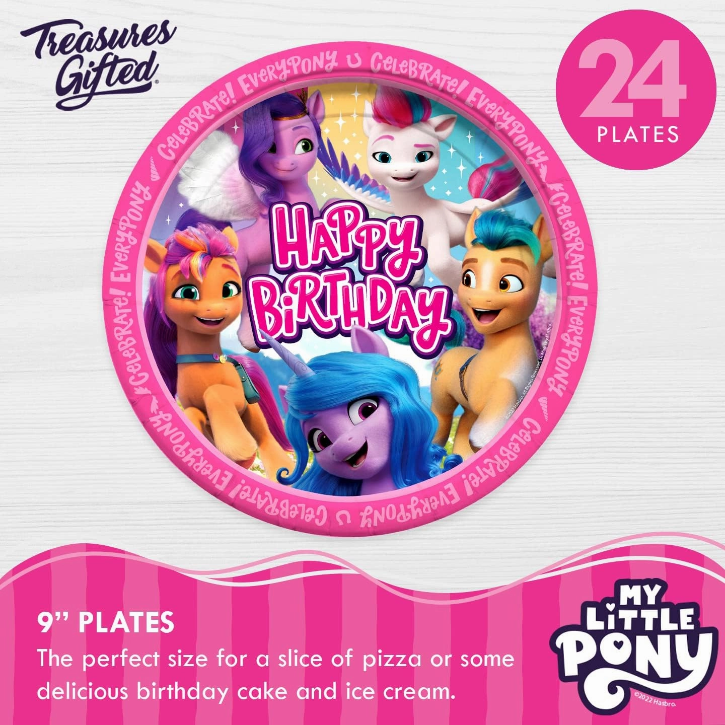Treasures Gifted Officially Licensed My Little Pony Birthday Party Supplies - Serves 24 Guests - Dinnerware Classic Set - Plates, Cups and Napkins