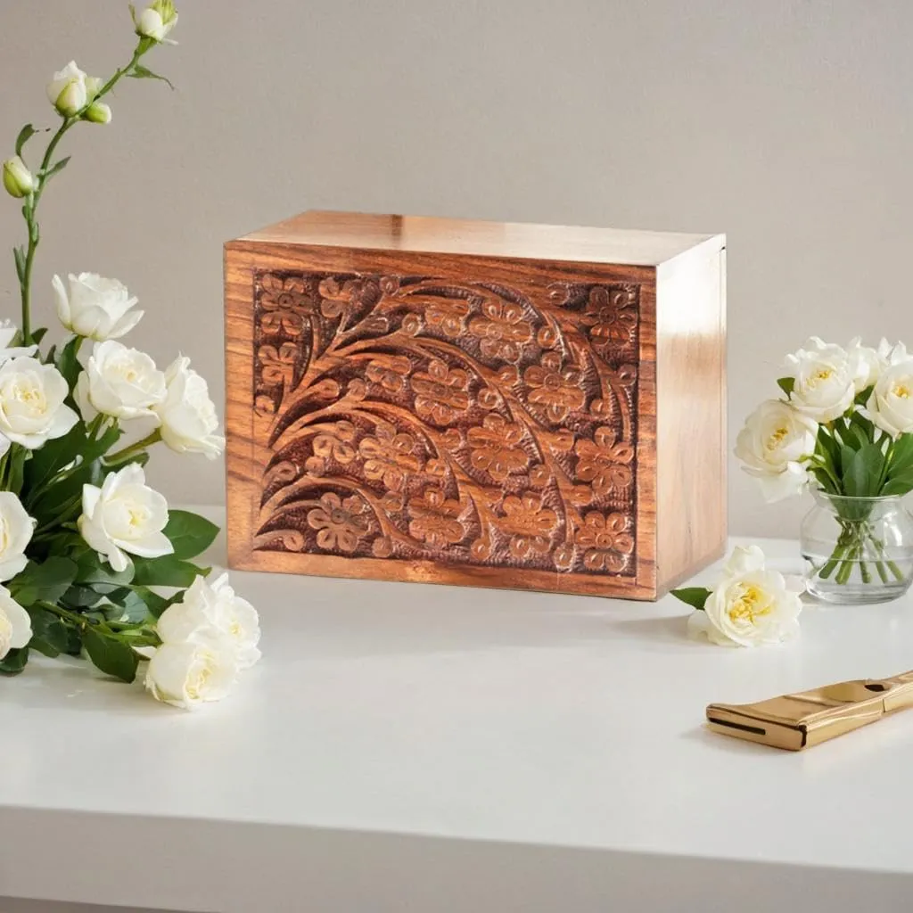 Tree of Life Wooden Keepsake Urn - Extra Small Fits 10 lbs Cremation Urns for Human Pet Ashes - Meaningful Memorial Adult Woo Box