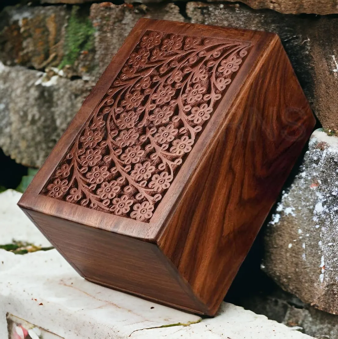 Tree of Life Wooden Keepsake Urn - Extra Small Fits 10 lbs Cremation Urns for Human Pet Ashes - Meaningful Memorial Adult Woo Box