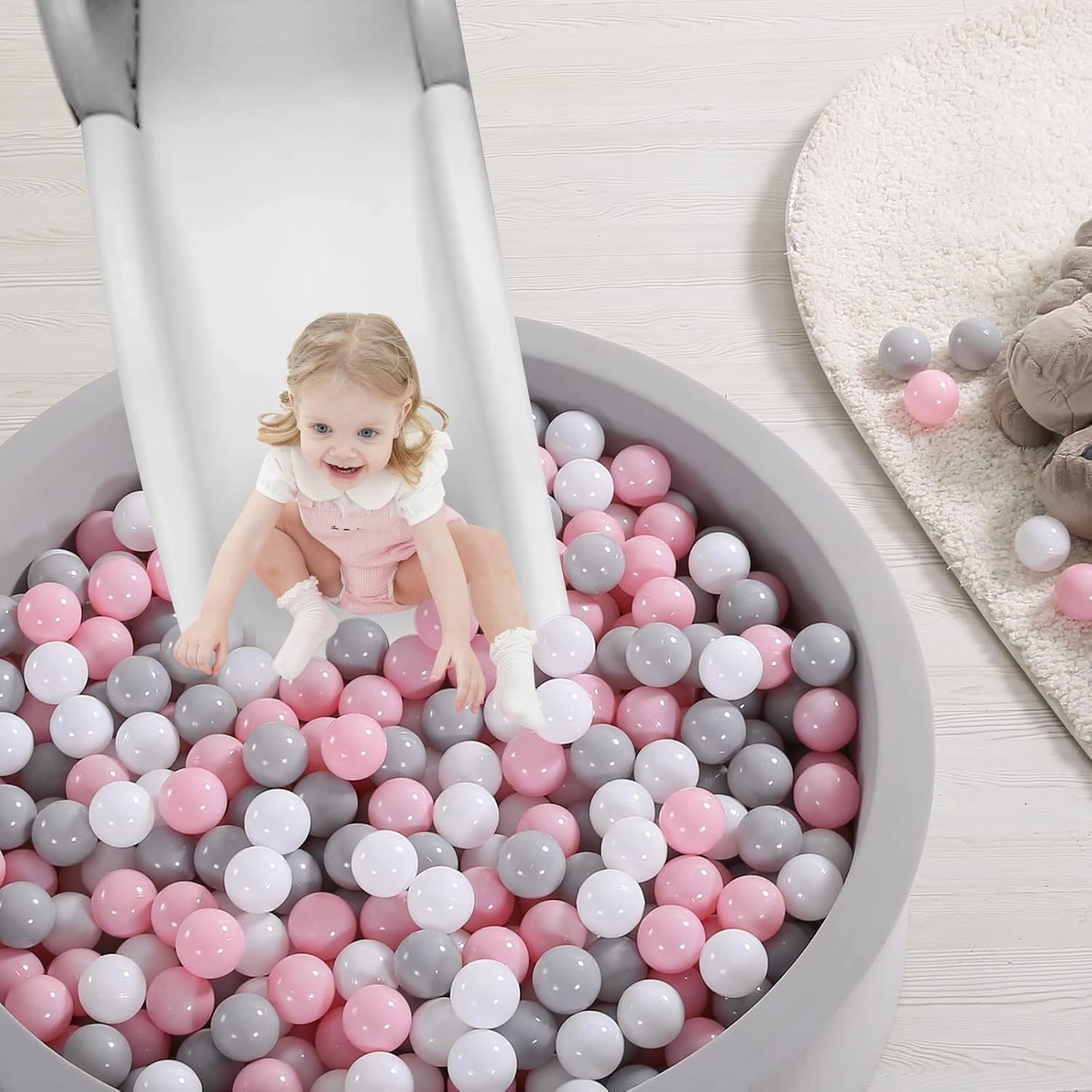 TRENDPLAY Plastic Balls for Ball Pits, Pack of 100 Hollow Balls, Perfect for Toddler Baby Pools,Party Decoration, 2.2 Inch 2.4 Inch 2.75 Inch
