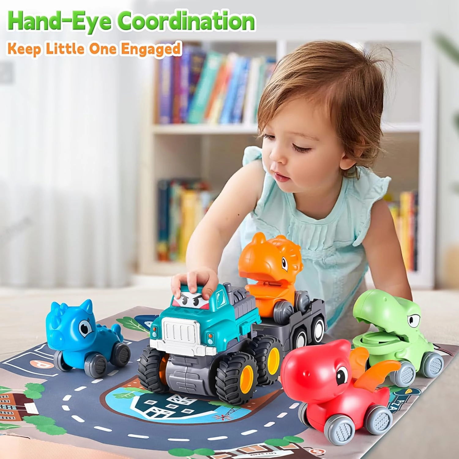 Truck Car Construction Vehicle Toys for 1 Year Old Boy with Playmat (Storage Bag), Baby Toys 12-18 Months Toddler Toys Age 1-2, First Birthday Gift for 1 2 Year Old Boy