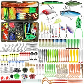 TRUSCEND Widely Used Fishing Lures & Tackle Kit Worth Ever Penny, Selected Fishing Kit for Starter Freshwater Saltwater, Economic/Giftable/Premium Fishing Gear Set Available, for Family