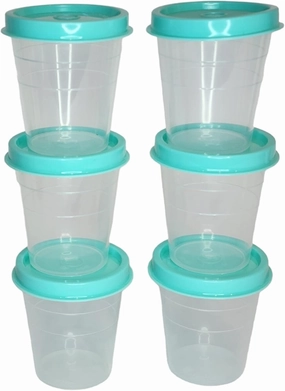 Tupperware Tupper Minis Classic Sheer Midgets Set in Natural with Aqua Seal