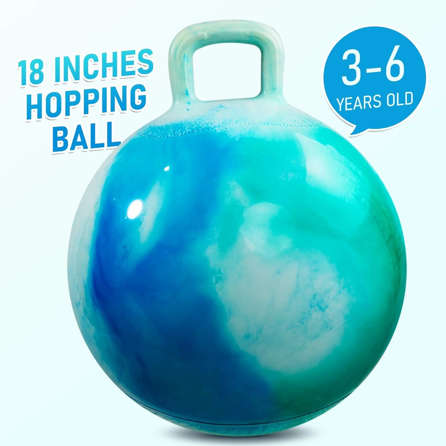U&C Planet Hopper Ball 18 inches Bouncy Ball with Handle for Kids Age 3-6 Hoppity Hop Sit and Bounce Jumping Hopping Ball with Pump and Gift Box Great Gift for Birthday Christmas, Clouds