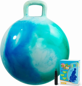 U&C Planet Hopper Ball 18 inches Bouncy Ball with Handle for Kids Age 3-6 Hoppity Hop Sit and Bounce Jumping Hopping Ball with Pump and Gift Box Great Gift for Birthday Christmas, Clouds