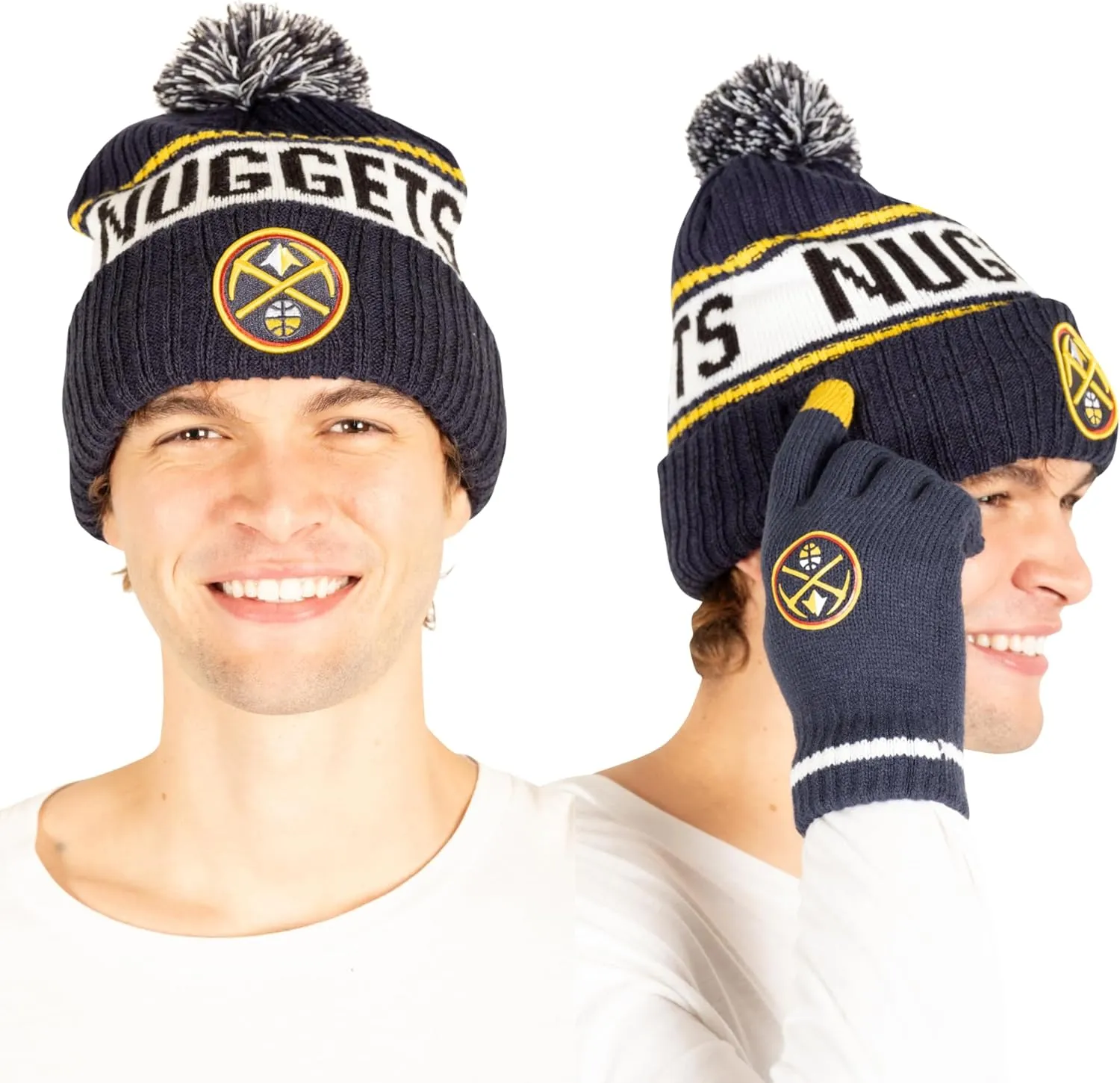 Ultra Game Adult's NBA Official Super Soft Winter Beanie Knit Hat with Extra Warm Touch Screen Gloves