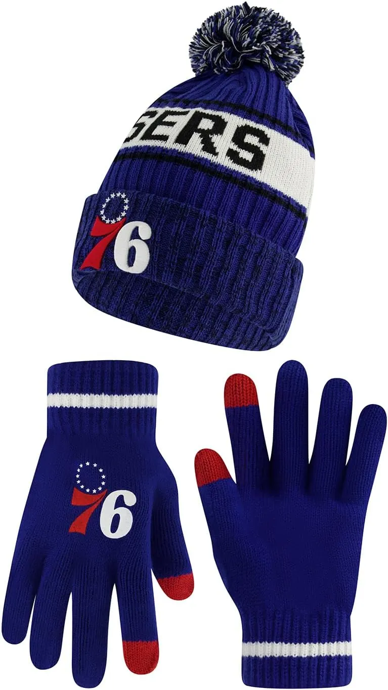Ultra Game Adult's NBA Official Super Soft Winter Beanie Knit Hat with Extra Warm Touch Screen Gloves