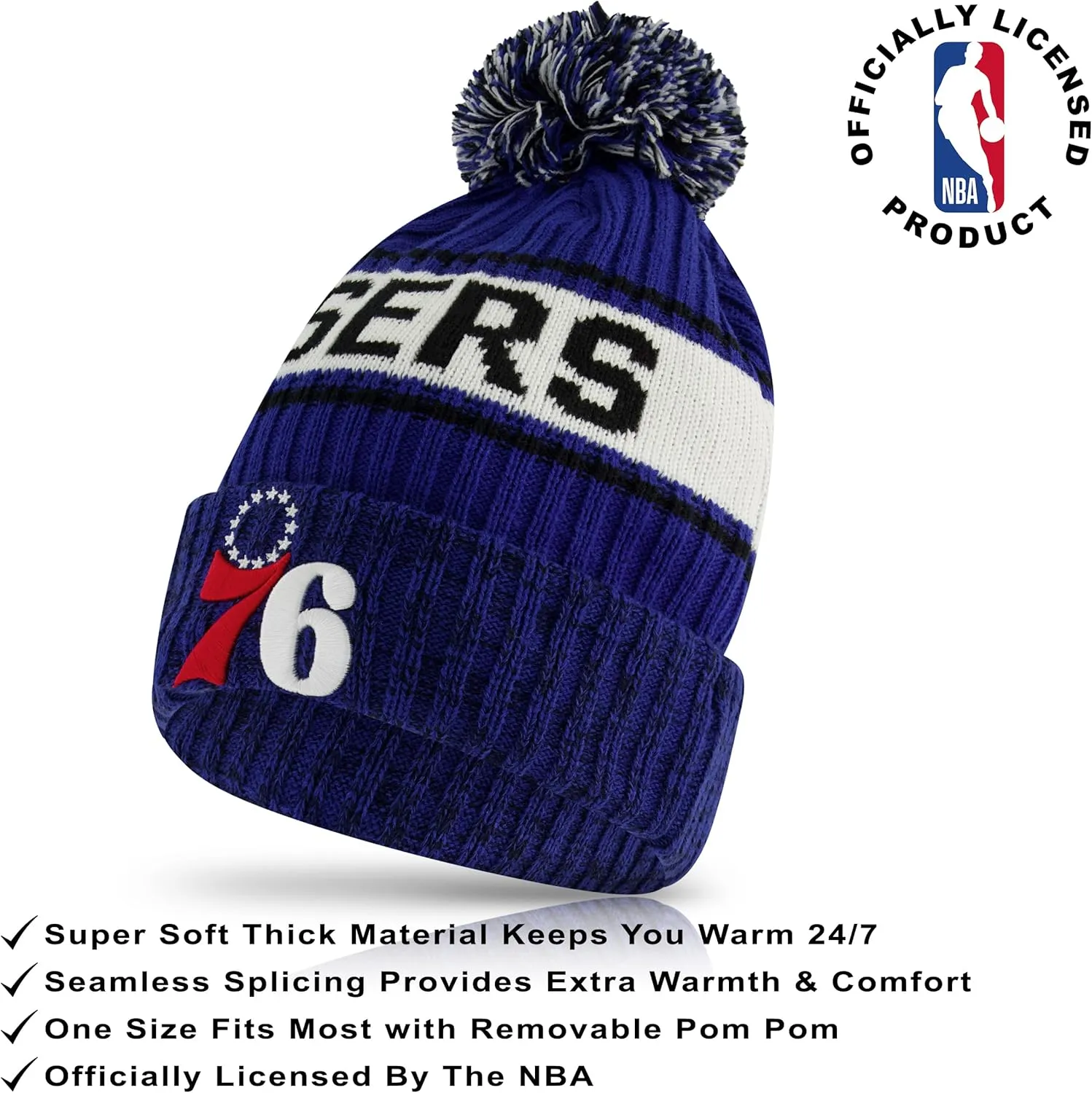 Ultra Game Adult's NBA Official Super Soft Winter Beanie Knit Hat with Extra Warm Touch Screen Gloves