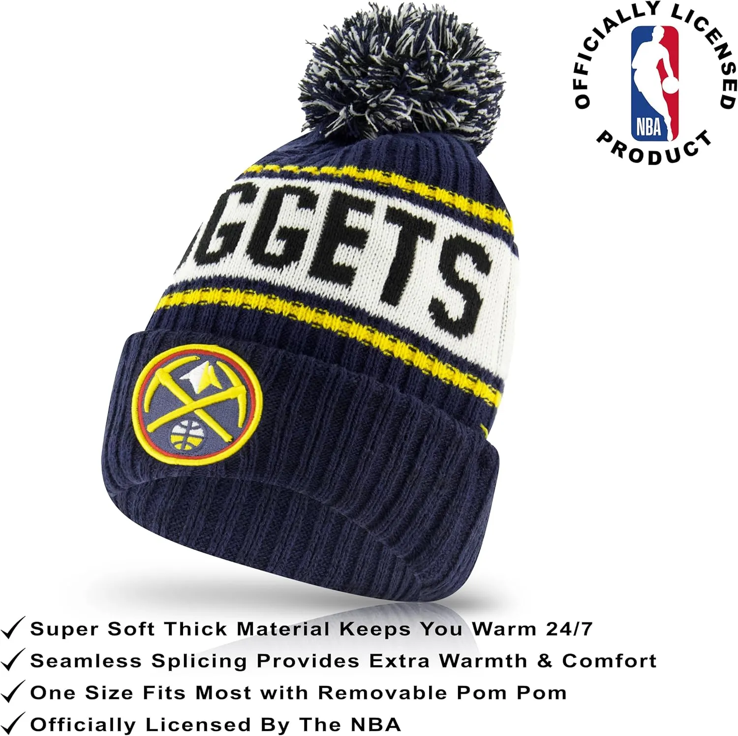 Ultra Game Adult's NBA Official Super Soft Winter Beanie Knit Hat with Extra Warm Touch Screen Gloves